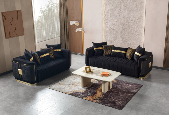 Carlina Black Velvet Sofa & Loveseat