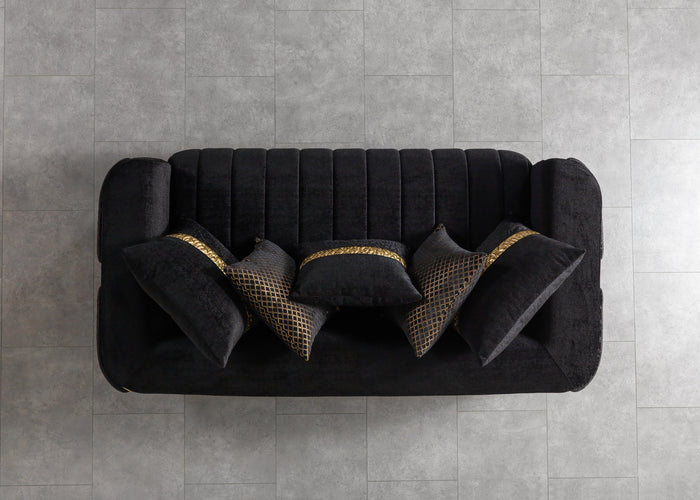 Carlina Black Velvet Sofa & Loveseat