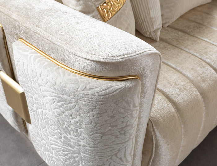 Carlina Ivory Velvet Sofa & Loveseat