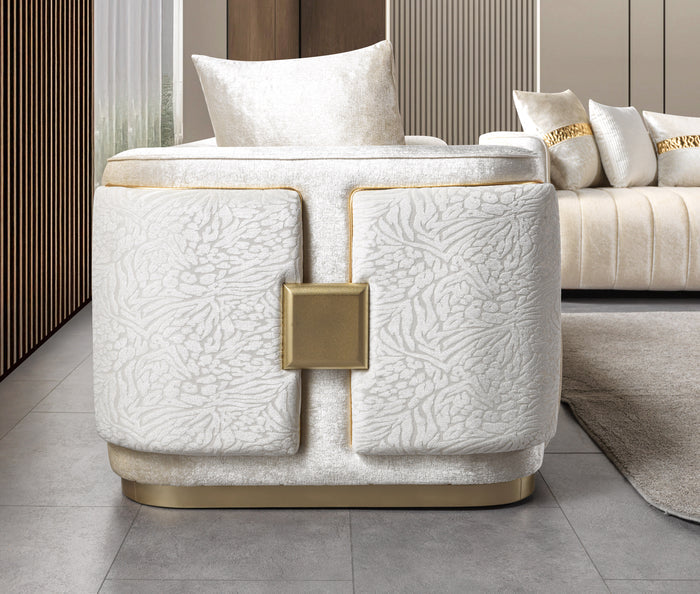 Carlina Ivory Velvet Sofa & Loveseat