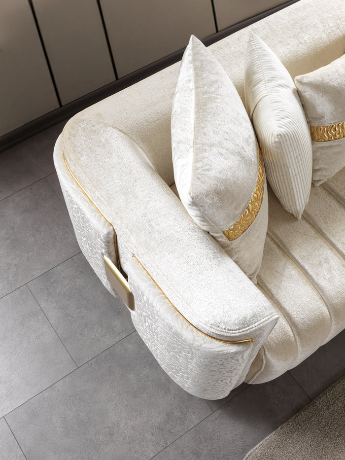 Carlina Ivory Velvet Sofa & Loveseat