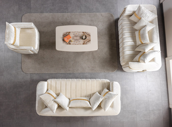 Carlina Ivory Velvet Sofa & Loveseat