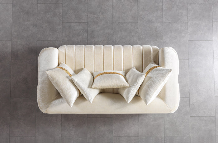 Carlina Ivory Velvet Sofa & Loveseat