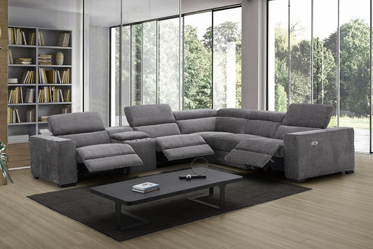 Picasso 6Pc Fabric Motion Sectional In Dark Grey