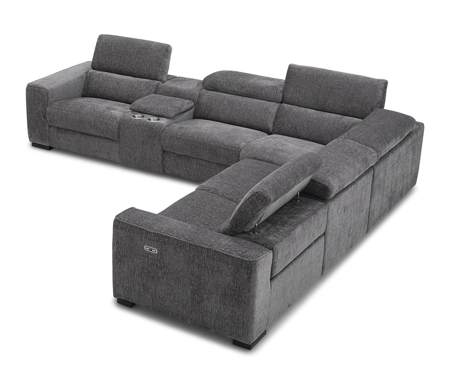 Picasso 6Pc Fabric Motion Sectional In Dark Grey