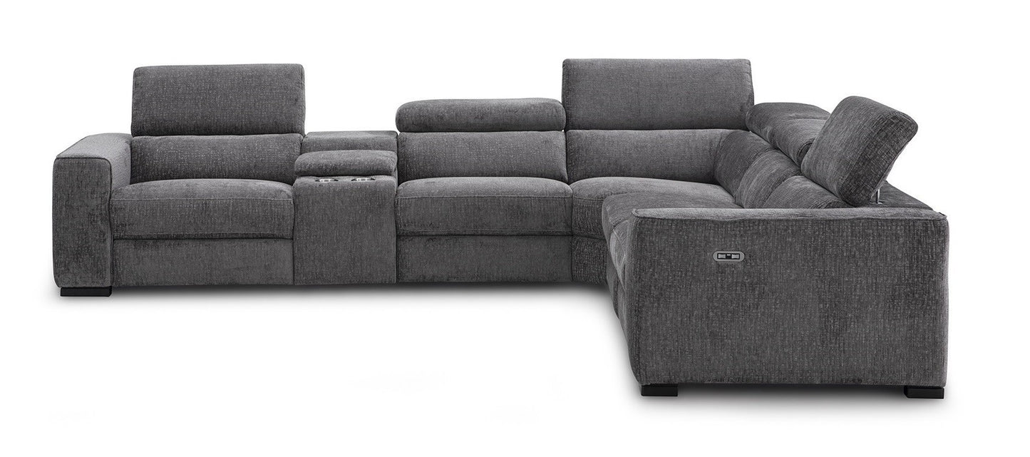 Picasso 6Pc Fabric Motion Sectional In Dark Grey