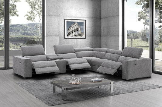 Picasso 6Pc Fabric Motion Sectional In Light Grey