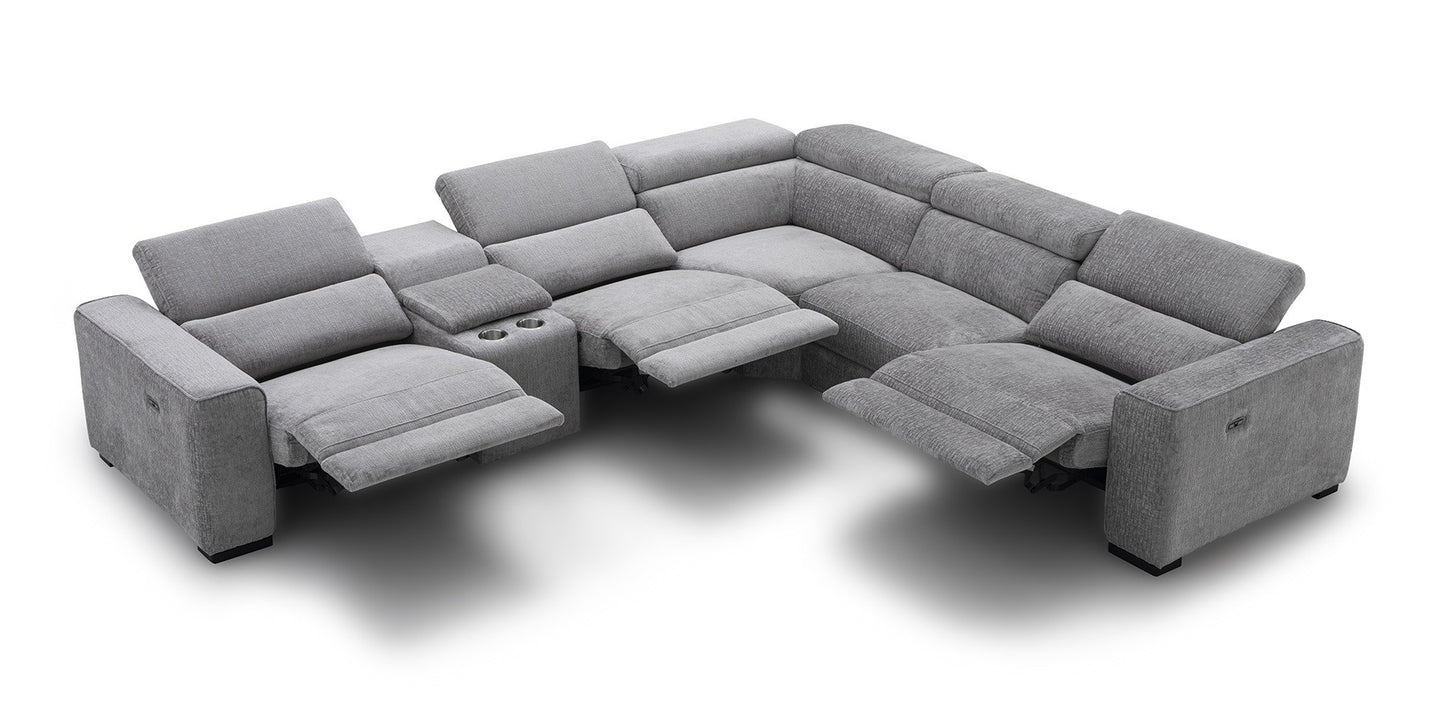 Picasso 6Pc Fabric Motion Sectional In Light Grey