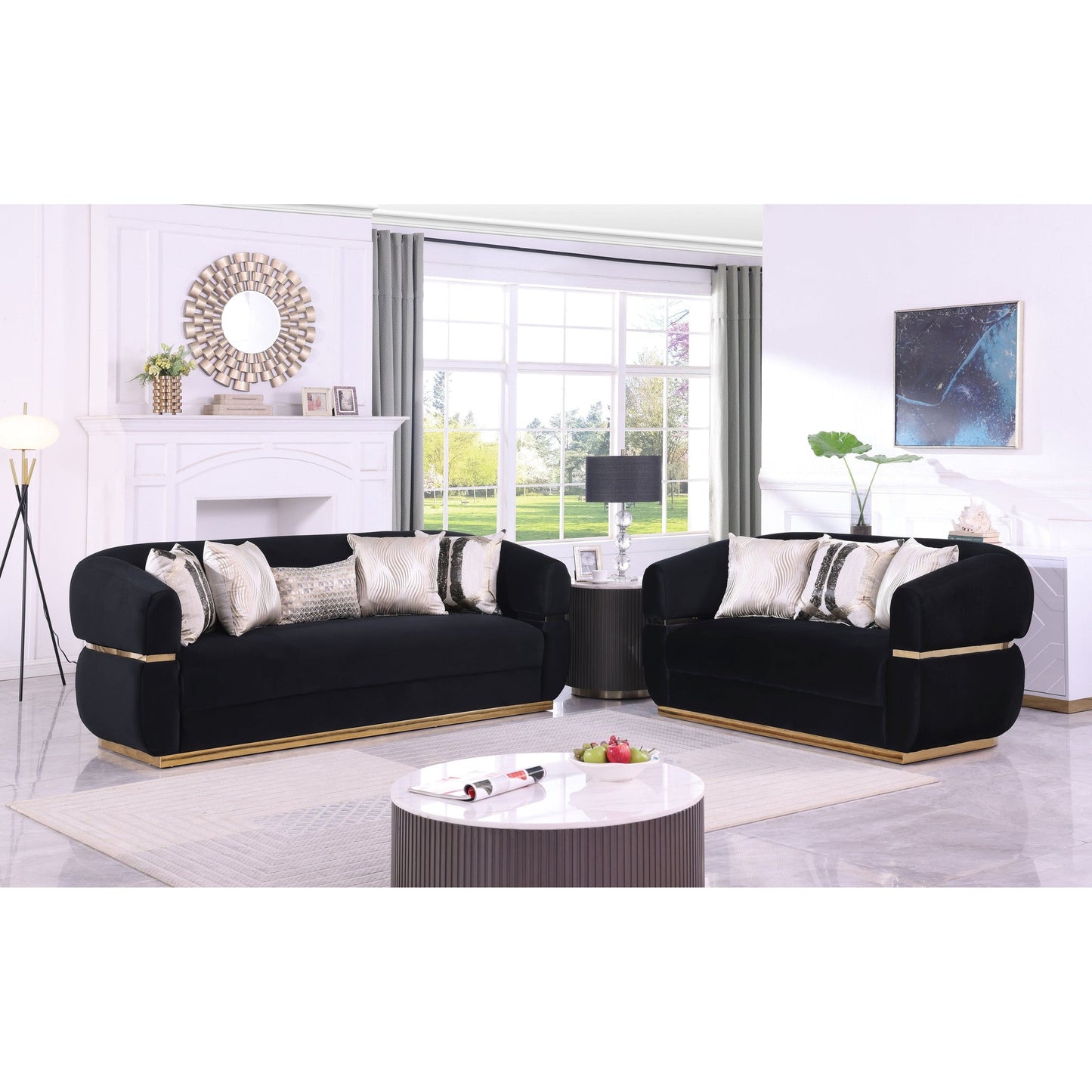 Carmela 2PCS - Sofa & Loveseat (Black) (Copy)