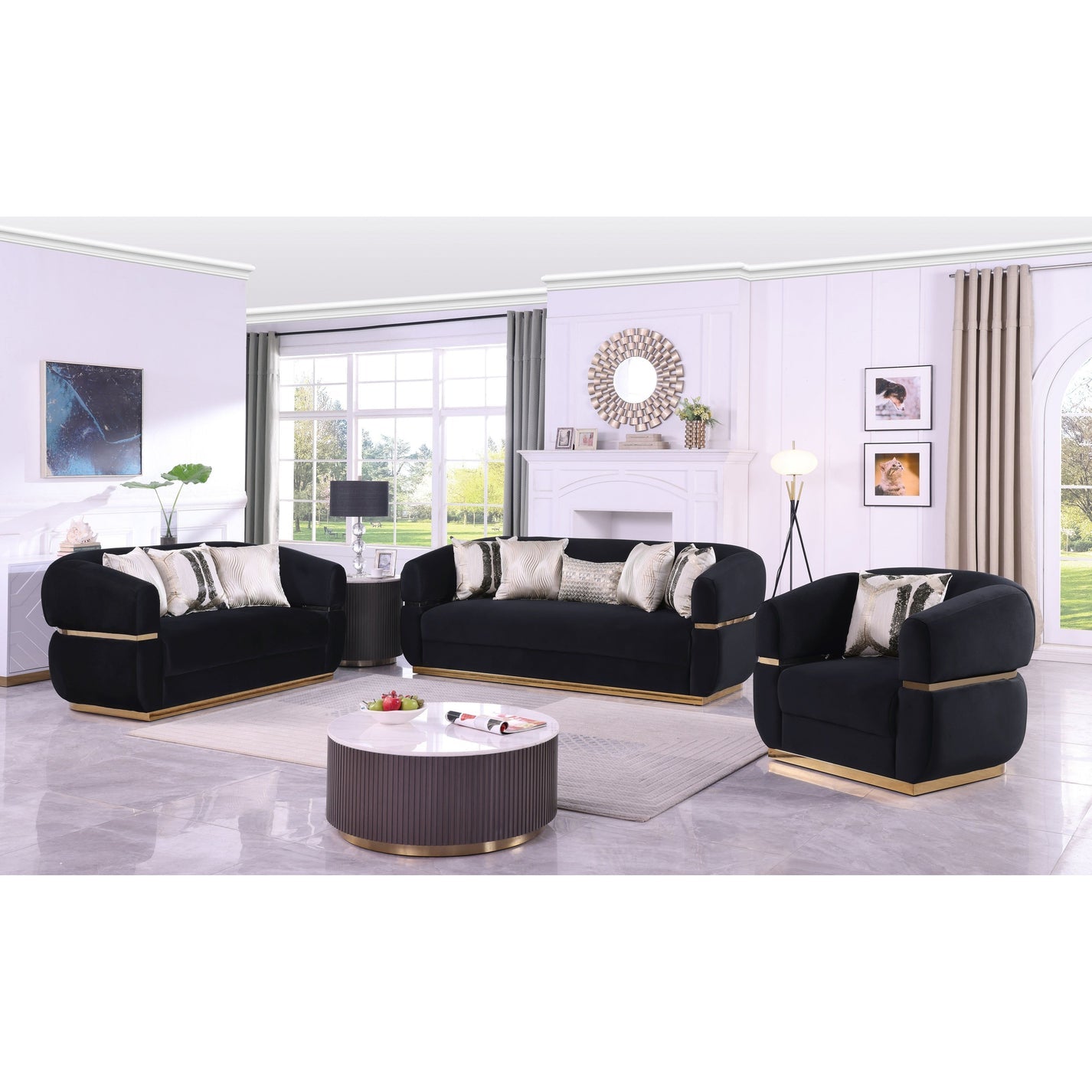 Carmela 2PCS - Sofa & Loveseat (Black) (Copy)