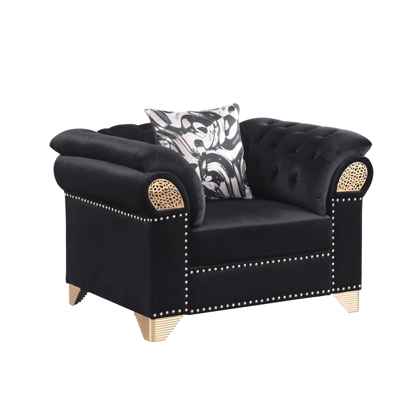 Emma 3PCS - Sofa & Loveseat, Chair (Black)