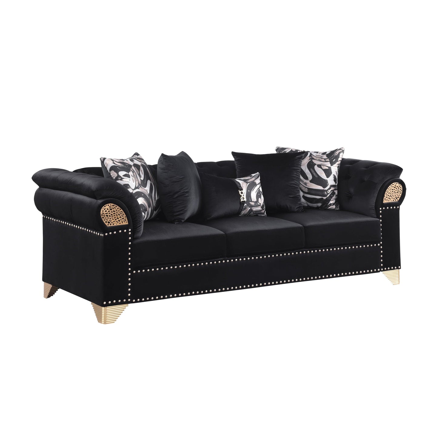 Emma 3PCS - Sofa & Loveseat, Chair (Black)