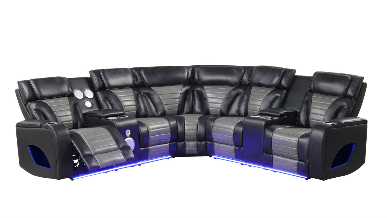 Robin Power Reclining Sectional (Black)
