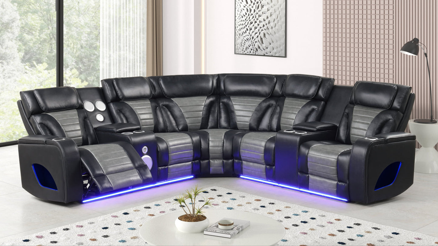 Robin Power Reclining Sectional (Black)