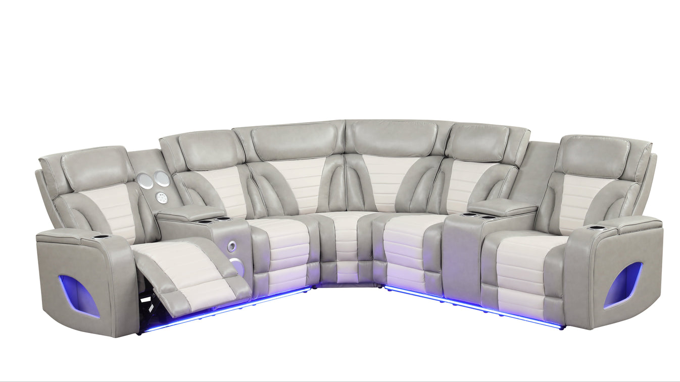 Robin Power Reclining Sectional Grey