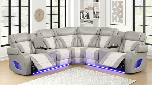 Robin Power Reclining Sectional Grey