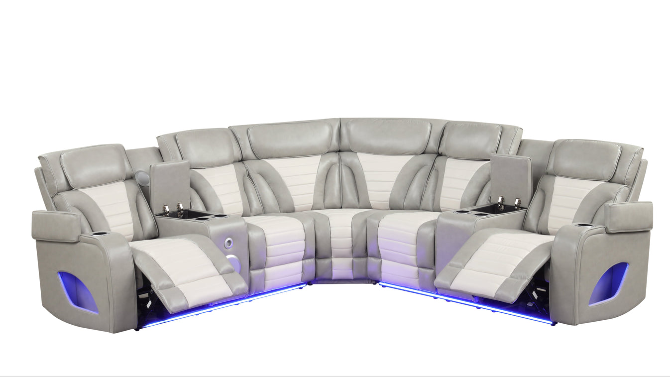 Robin Power Reclining Sectional Grey