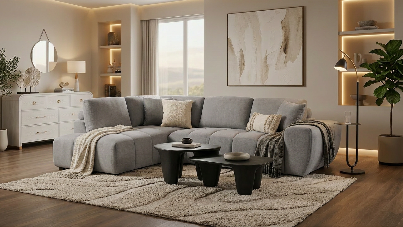 Uptown Sectional Light Grey