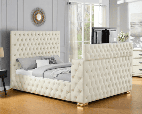 Future Beige Platform Bed - Queen, King **NEW ARRIVAL** Fireplace