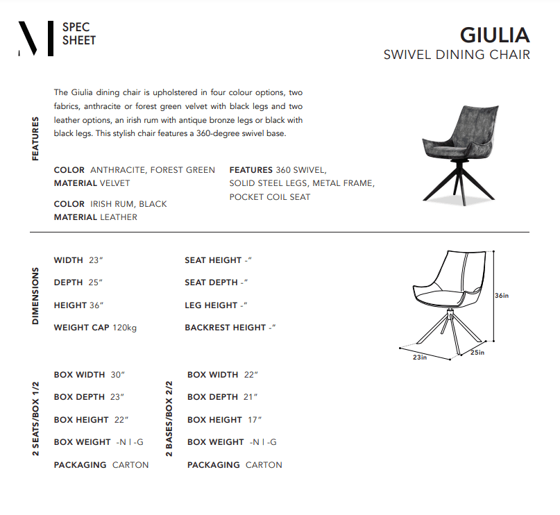 GIULIA DINING CHAIR 360 SWIVEL