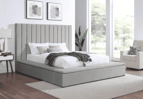 France Grey Platform Bed