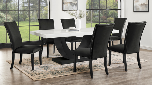 Larry Dining Set 7pcs Table & 6 Chairs (Black)