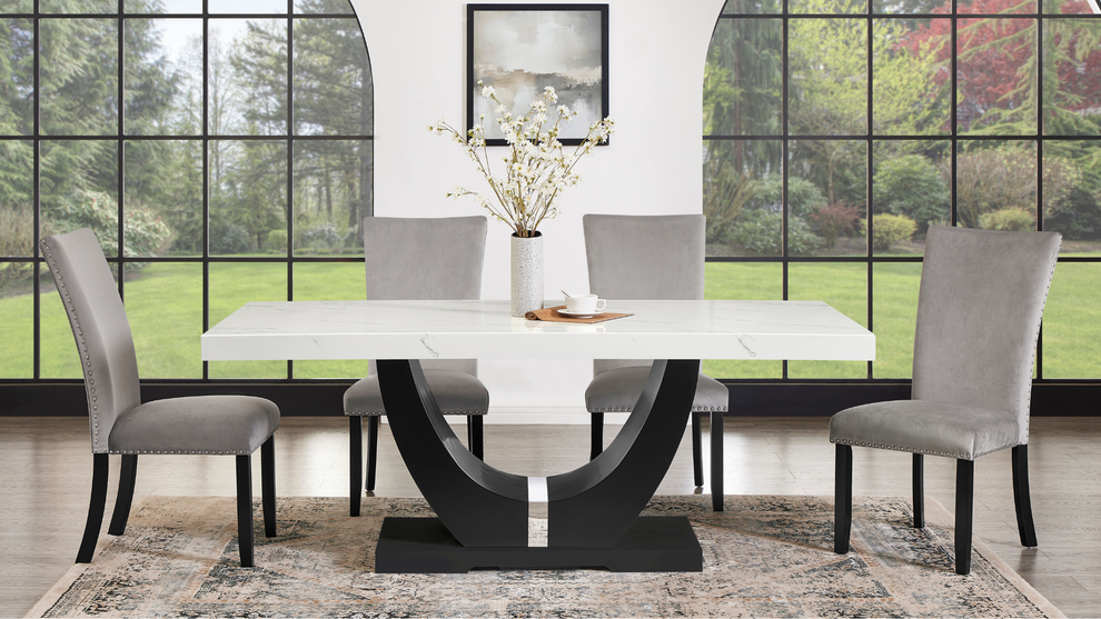Larry Dining Set 7pcs Table & 6 Chairs (Grey)