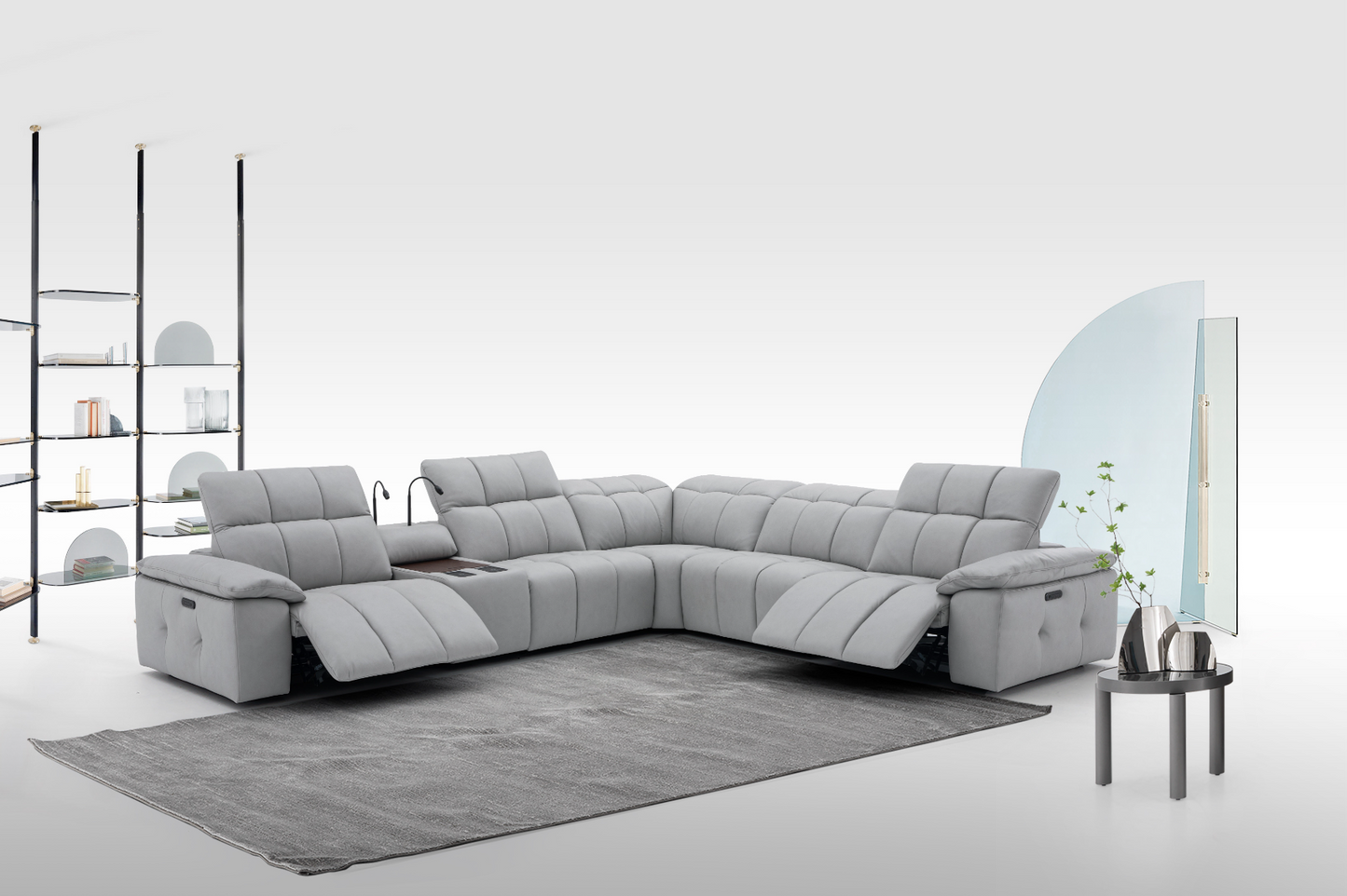 Beaumont Light Gray Leather Sectional