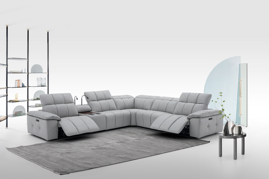 Beaumont Light Gray Leather Sectional