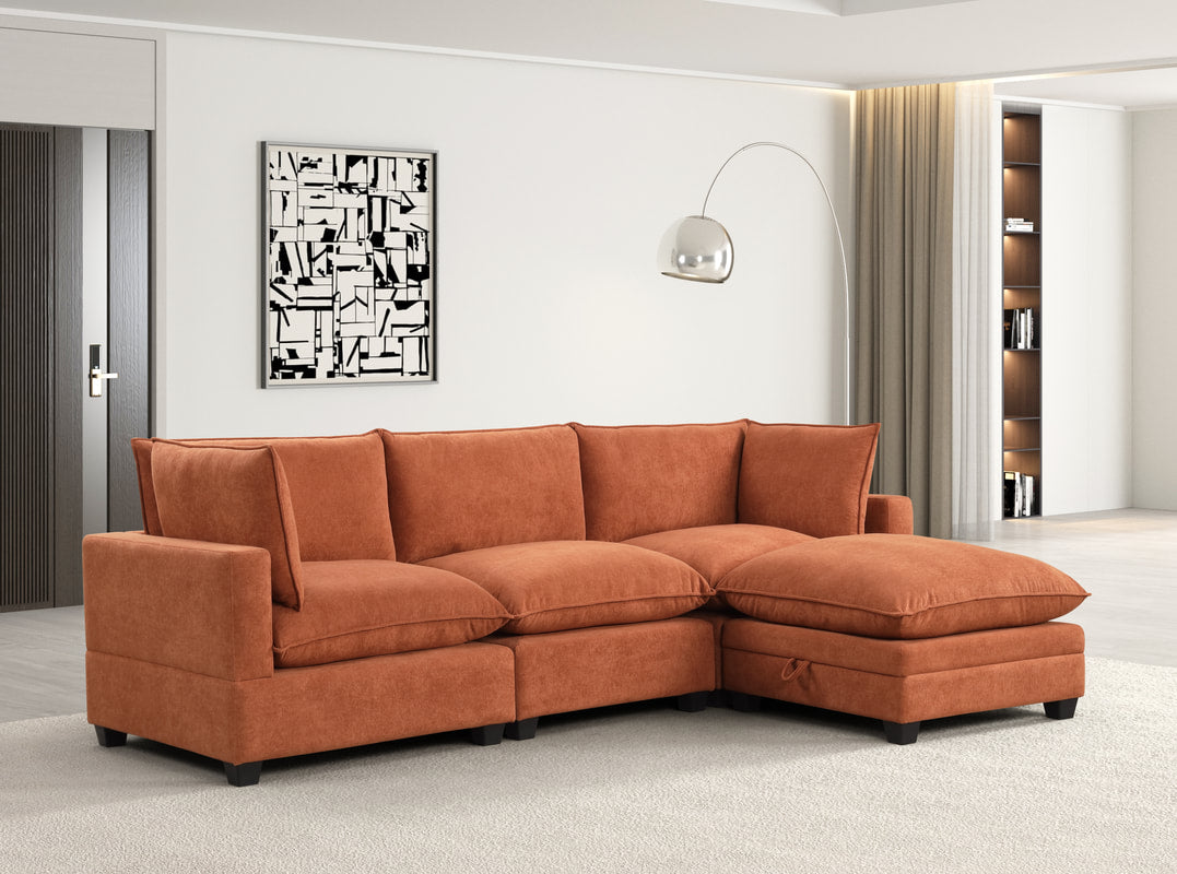 Cloud2 Rust Velvet Modular Sectional