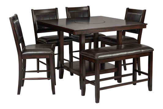 D2320 - Counter Height Table + 4 Chair + Bench Set