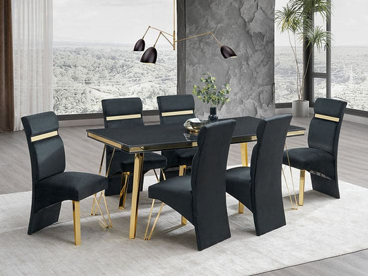 Midnight 7 PCS White Dining Set