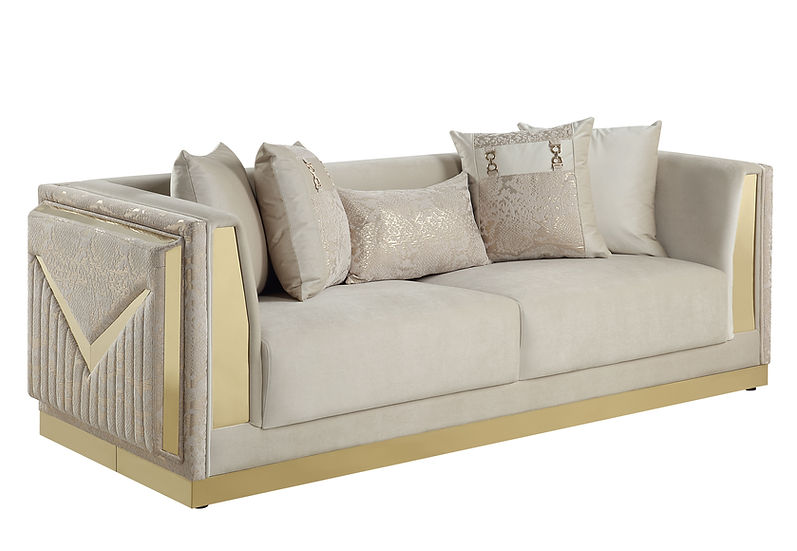 Monaco Living room set (Cream & Gold)