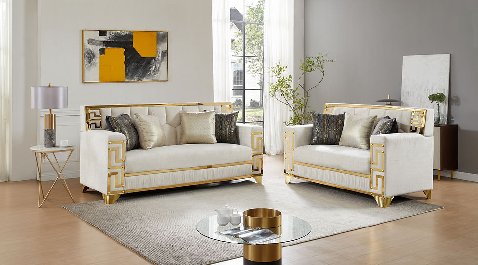 Hira Living room set (Cream & Gold)