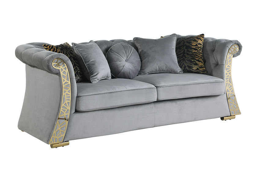 Curamo Living room set (Grey & Gold)