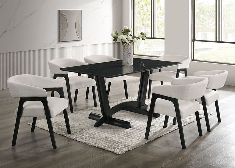 Nava 7 PCS Black Dining Set