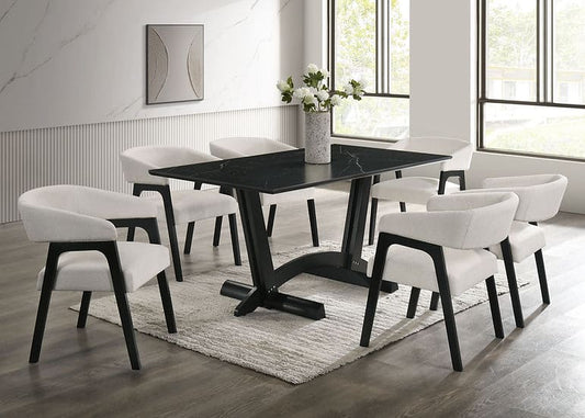 Nava 7 PCS Black Dining Set