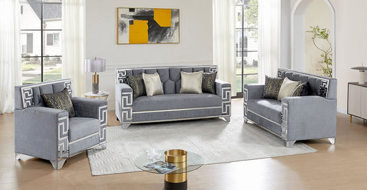 Hira Living room set (Grey & Silver)