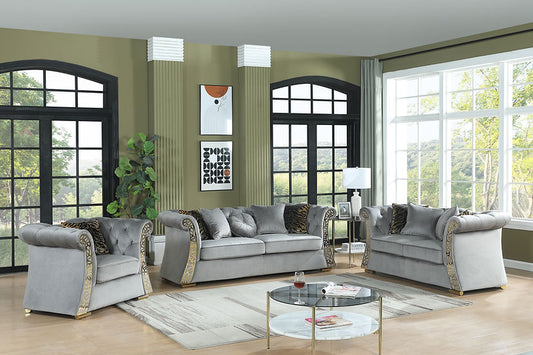 Curamo Living room set (Grey & Gold)