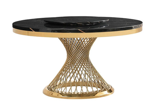 Unico Round Dining Table (Black/Gold)
