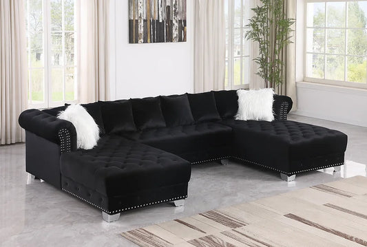 Jordan Black Sectional Double Chaise