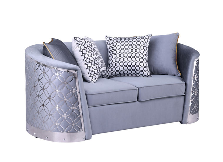 Athena Living room set (Grey & Silver)