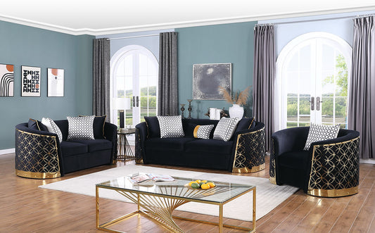 Athena Living room set (Black & Gold)
