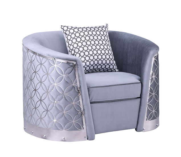 Athena Living room set (Grey & Silver)