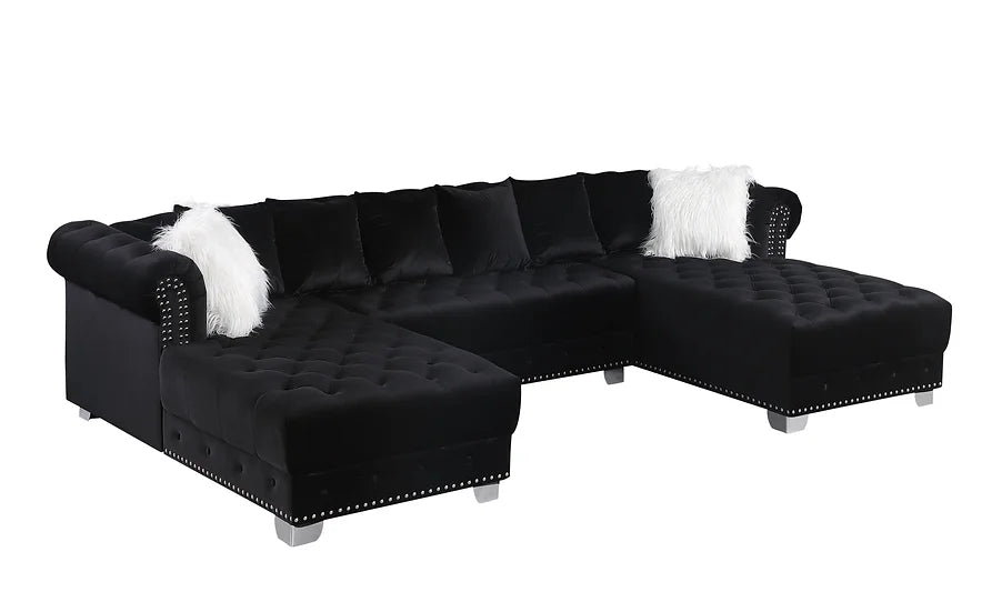 Jordan Black Sectional Double Chaise