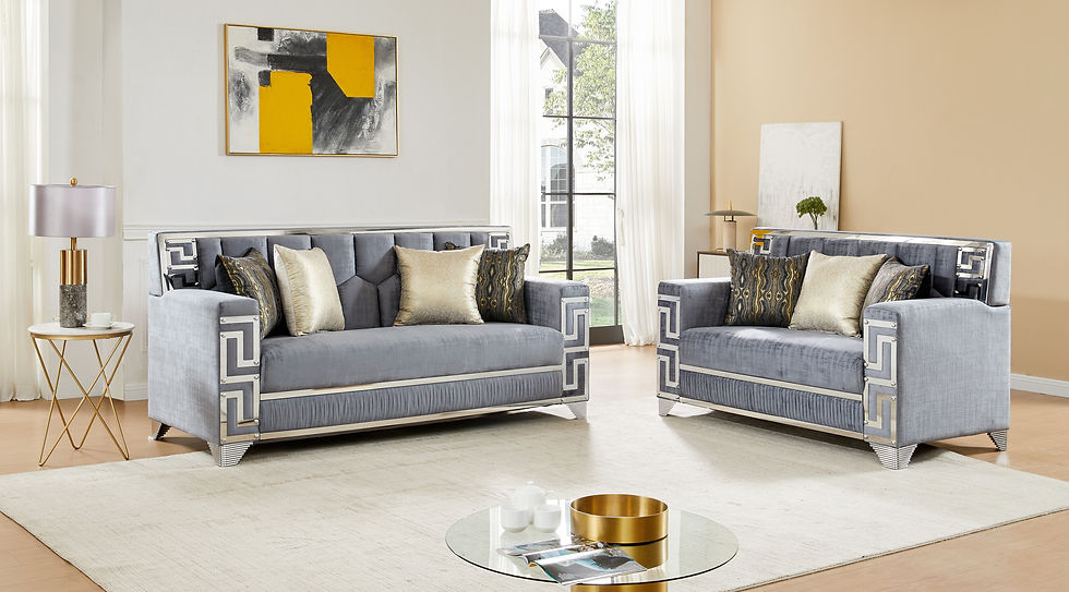 Hira Living room set (Grey & Silver)