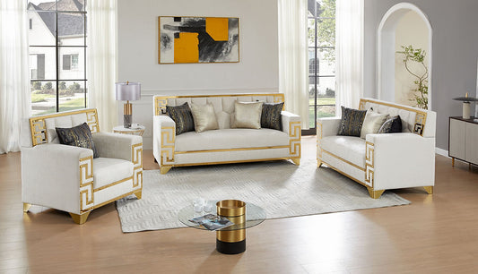 Hira Living room set (Cream & Gold)