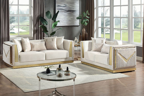 Monaco Living room set (Cream & Gold)