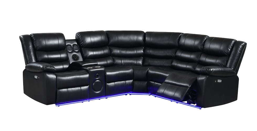 Sonic Power Reclining Sectional (Black)