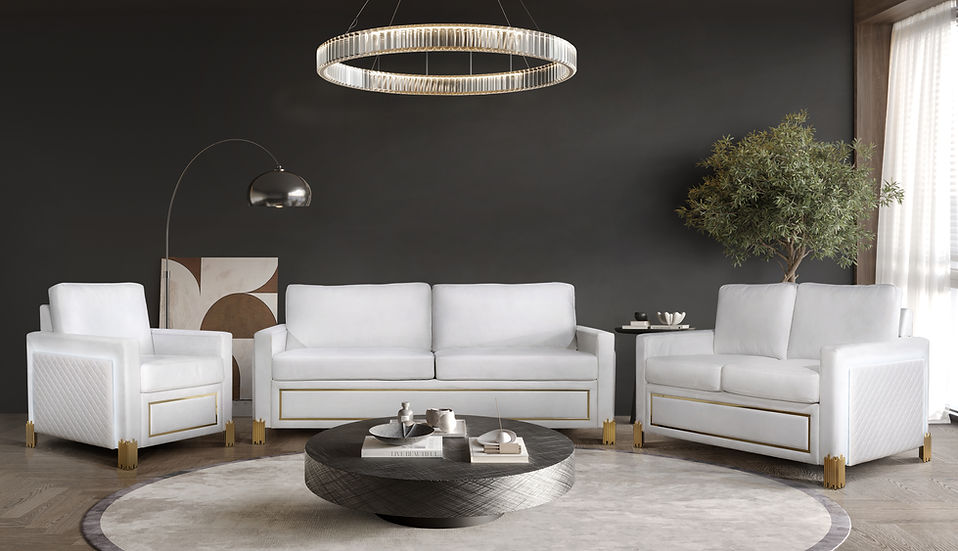 Glamor Living room set White & Gold